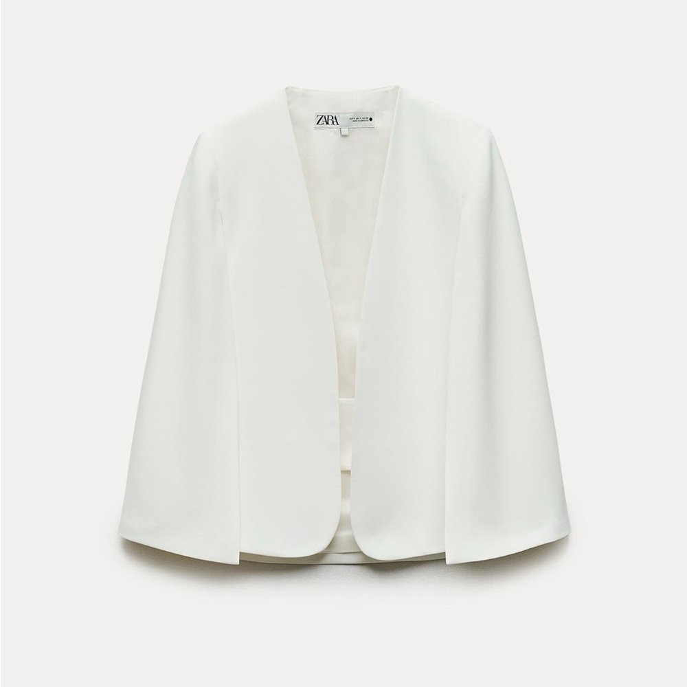 Zara cape sleeve blazer ZW Collection Ecru White Size XL NWT